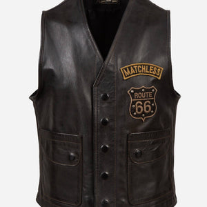 ROUTE 66 WAISTCOAT MAN ANT. BLACK - Matchless London | The Innovator since 1899
